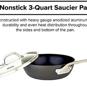 Viking Hard Anodized Nonstick Saucier Pan, 3-Ply Cookware, 3 Quart, Gray